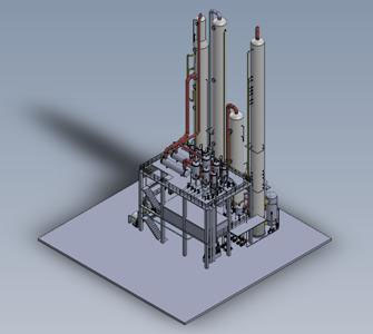 Kahekordse jämeda torniga kolme efektiga diferentsiaalrõhu destilleerimisprotsess1